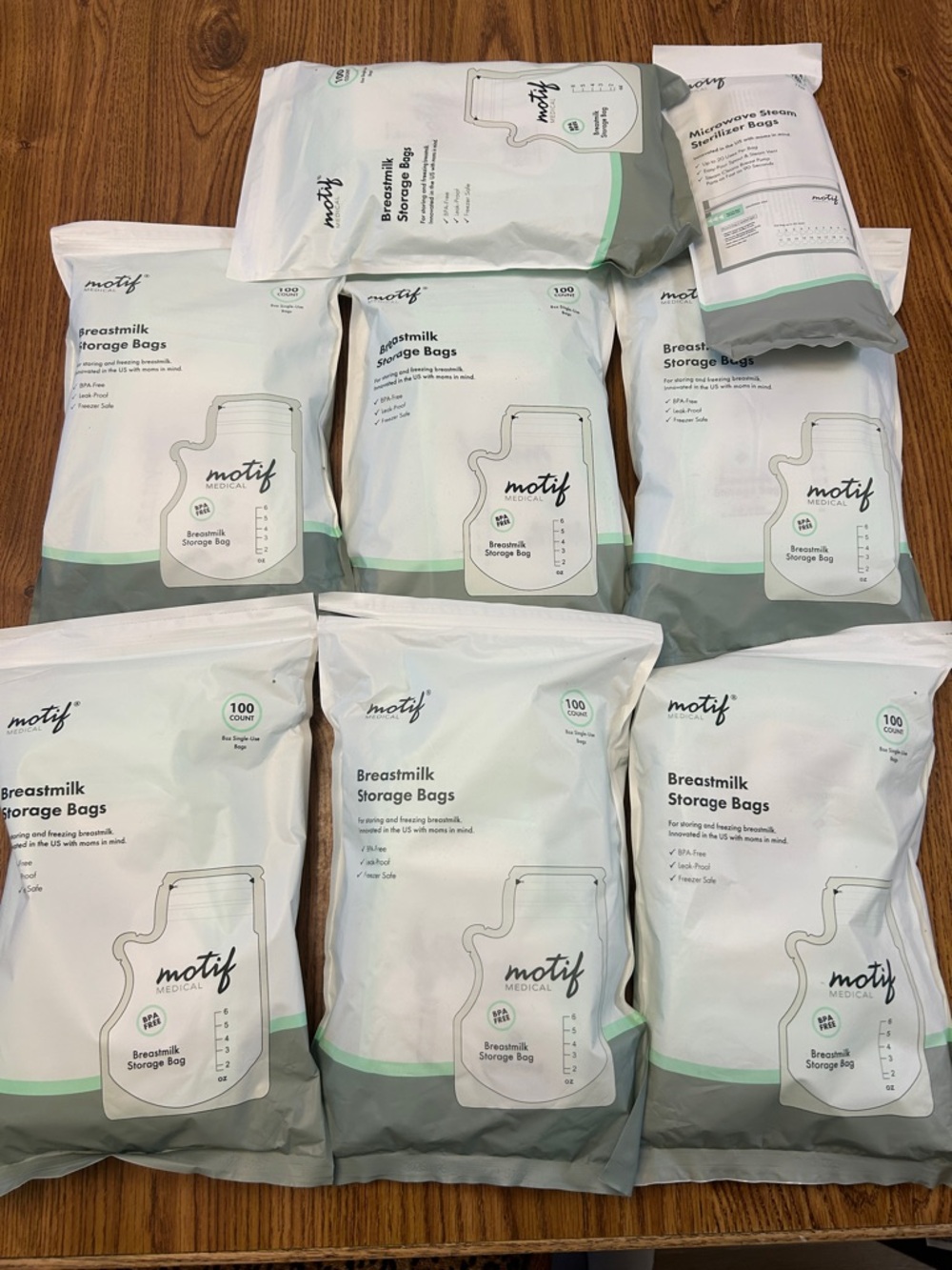 Motif Breastmilk Storage Bags 700 count 8 oz NEW &microwave steam sterilizer bag